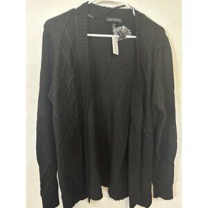 Lane Bryant Black Chunky Knit Open Front Cardigan Sweater Size 10/12